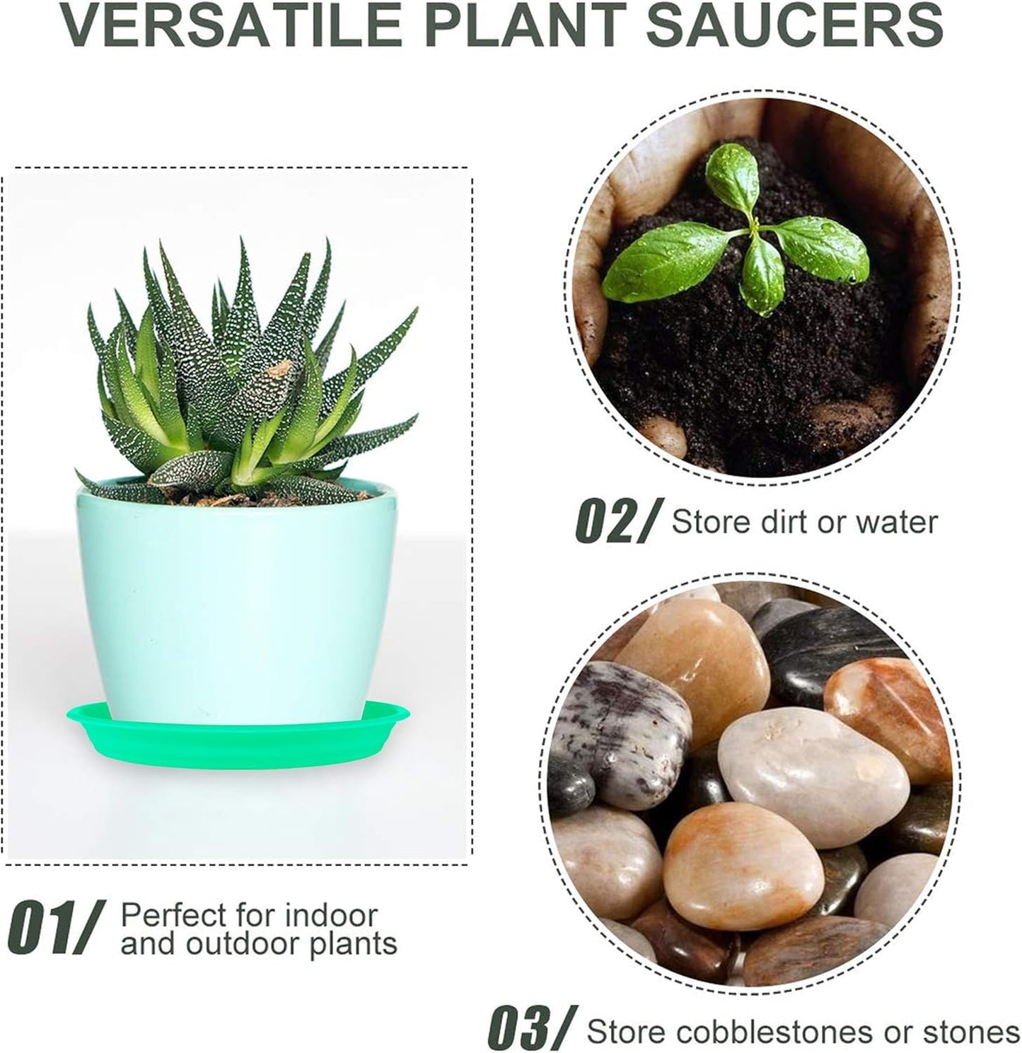 ECOESPTI 7Pcs Plant Saucer Tray, Heavy Duty Plastic Plant Drip Trays for Indoors and Outdoors, 6 8 10 12 14 16 inch Sizes, Flower Plant Water Tray Base (Brick Red 8")
