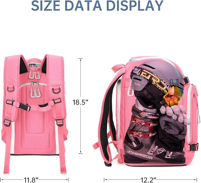Ski Boot Bag, 50L Ski Boot Travel Backpack for Skis, Snowboard & Accessories, Waterproof Padded Ski Boot Bag Backpack