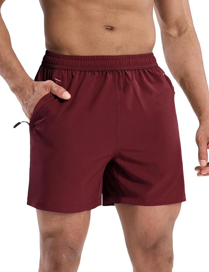 MIER Men's Quick Dry Running Shorts with Zipper Pocket, Elastic Waist Athletic Workout Exercise Fitness Shorts, 7 Inch