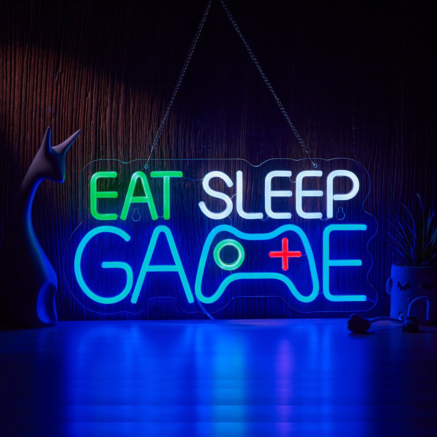 Game Room Decor EAT SLEEP GAME Dimmable LED Neon Sign Beer Bar Man Cave Bedroom Home Art Gaming Neon Light Signs Wall Artwork Sign