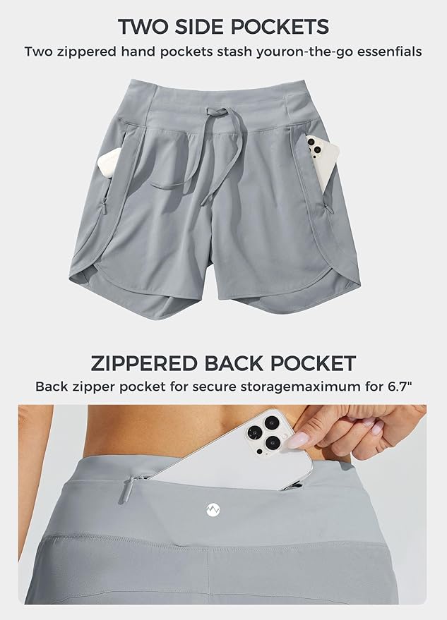 Willit Women's 7" Athletic Running Shorts Long Workout Hiking Shorts Quick Dry High Waisted Active Zipper Pocket(3X-Large)