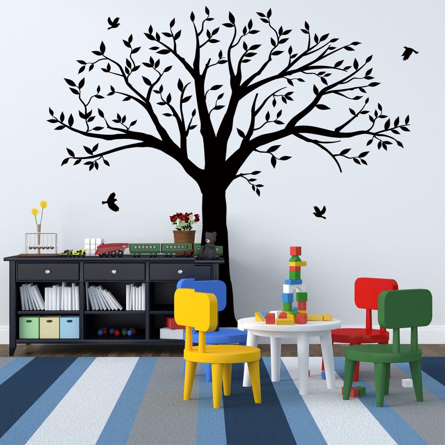 Family Tree Wall Decal - 'Family Like Branches On A Tree' Quote Lettering Wall Sticker for Bedroom Decoration (Black)
