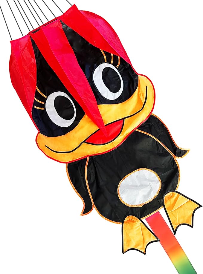 Duck Pattern Kites for Kids, Cute Large Kite Duck Kite with Long Colorful Tail for Kids & Adults, Easy to Fly Kite for Beginners Outdoor Activities