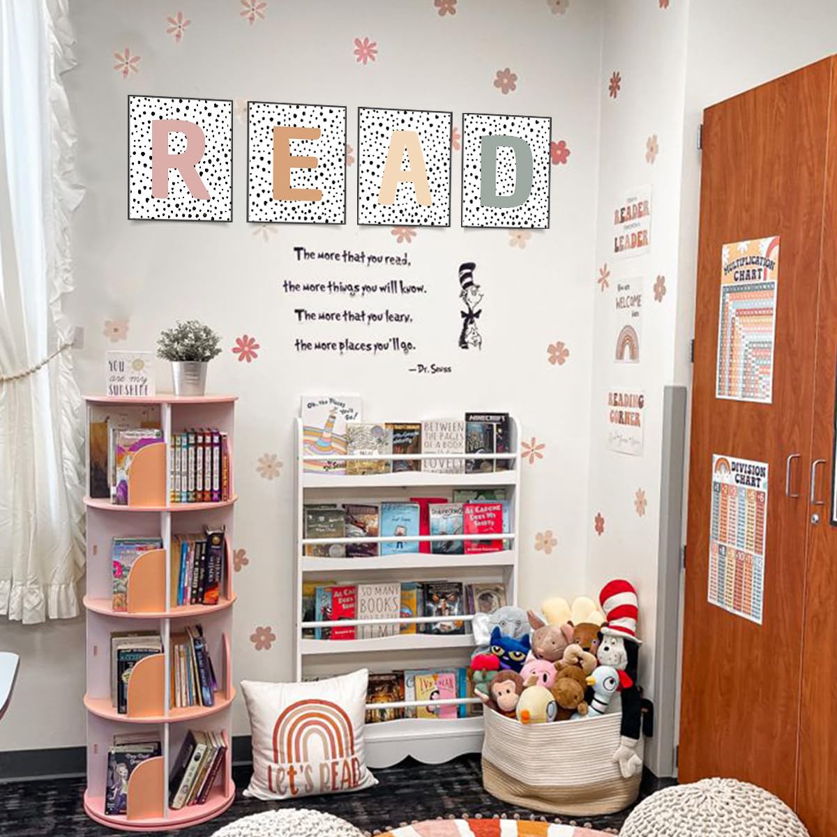 PLKMN Classroom Decor, Boho Classroom Must Haves Homeschool Decor Set of 4, Reading Nook Read Signs for Library Kindergarten 8x10 (Unframed)