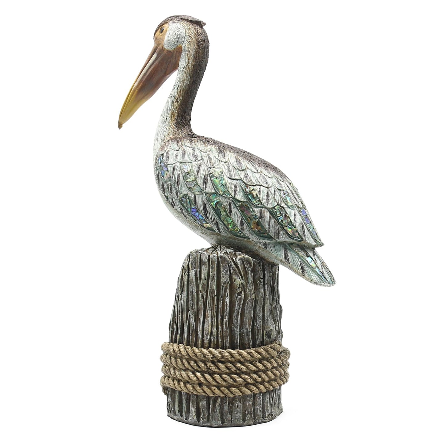 Lukitas Standing Pelican Statue and Sculpture Decor, Nautical Coastal Beach Bird Figurine, Creative Decorative Ornament for Home Garden Yard Lawn Outdoor, Resin 14''