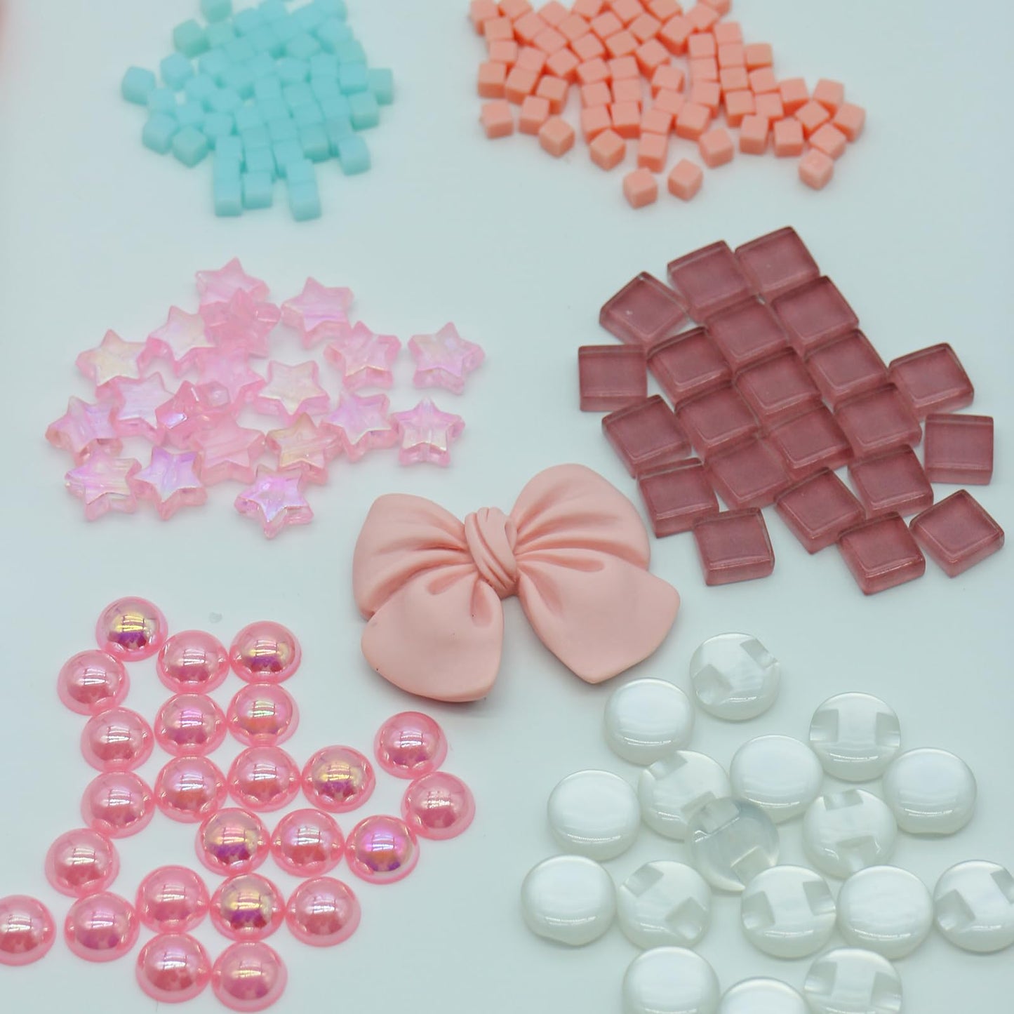 Fenzonmic DIY Photo Frame Craft Kit: Mosaic, Buttons, Stars & Bows, Customizable 4x6 Inch Wood Frame for Family Activity, Home Decor Gifts (Pink)