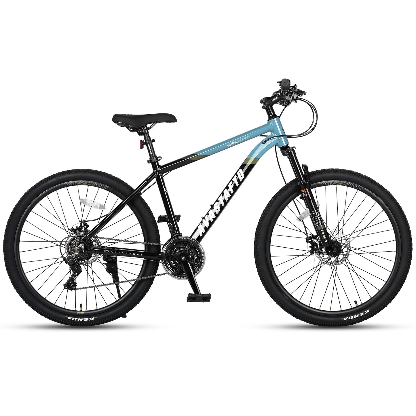 AVASTA 27.5-inch Mountain Bike for Man Male and Woman Female Adult with Lightweight Aluminum Alloy Frame and Dual Disc Brakes,Front Suspension,21-Speed Gear Shifters,Hidden Brake Cables,Blue