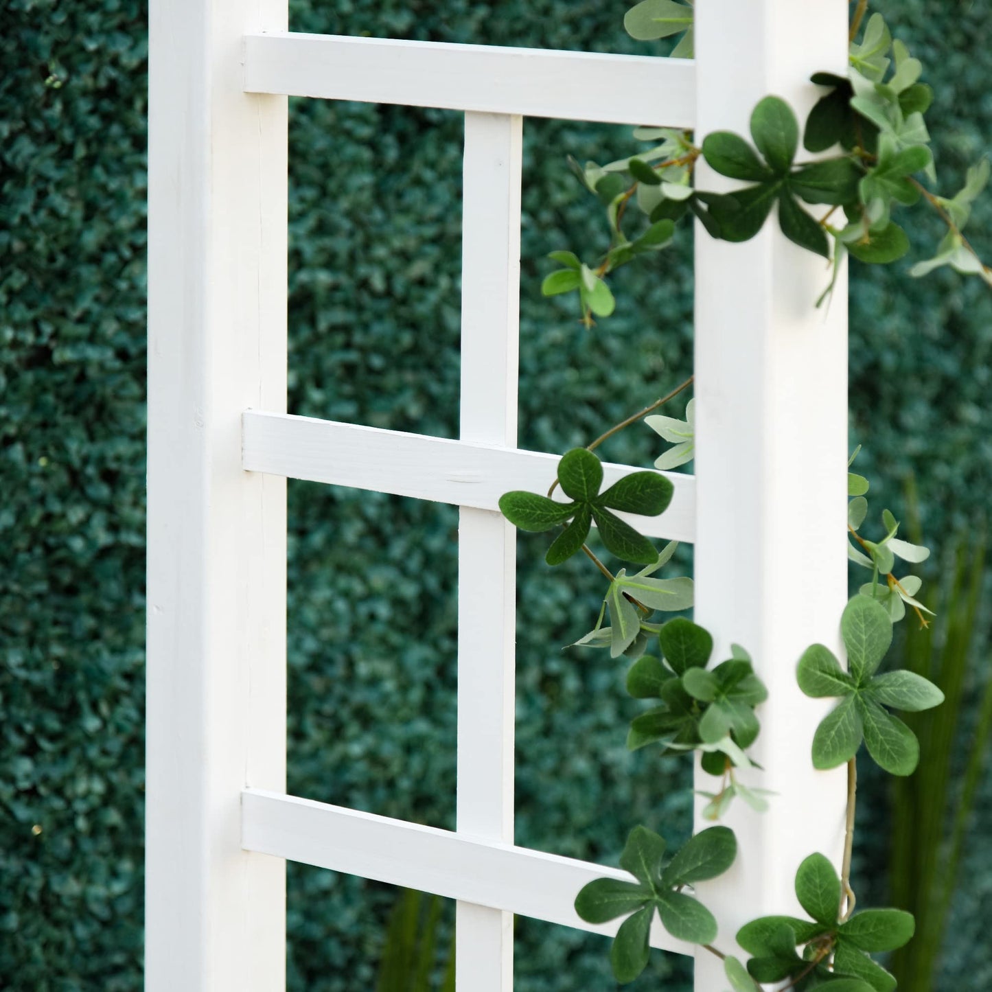 85" Wooden Garden Arbor for Wedding Ceremony, White Outdoor Arch Trellis for Climbing Vines, Heavy Duty Wood Frame for Garden, Patio, Backyard Decor