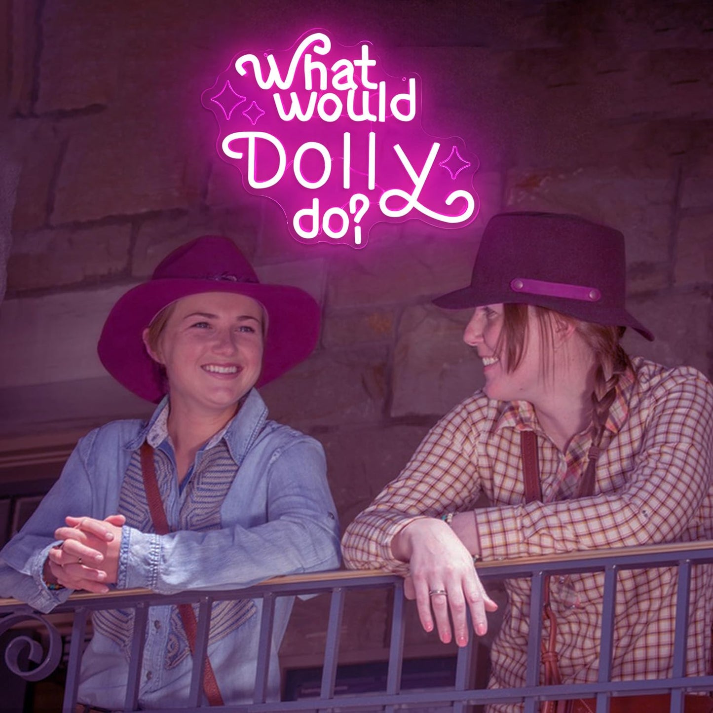 What Would Dolly Do Neon Sign for Wall Decor Cowboy Neon Led Sign Dimmable Inspired Neon Light Up Sign for Home Bedroom Decor Girls Themed Party Cowgirl Birthday Gift