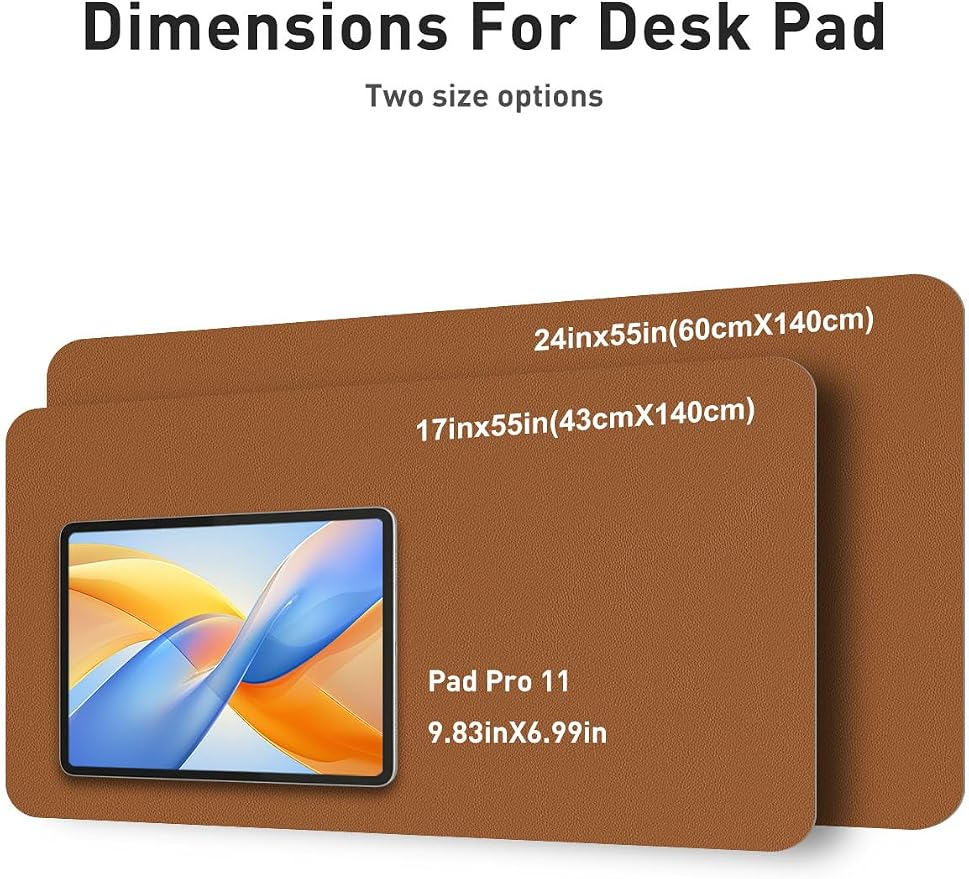 Aothia Faux Leather Desk Mat - Non-Slip PU Leather Desk Blotter, Waterproof Writing Surface, Large Desk Pad for Office & Home (Brown, 55" x 17")