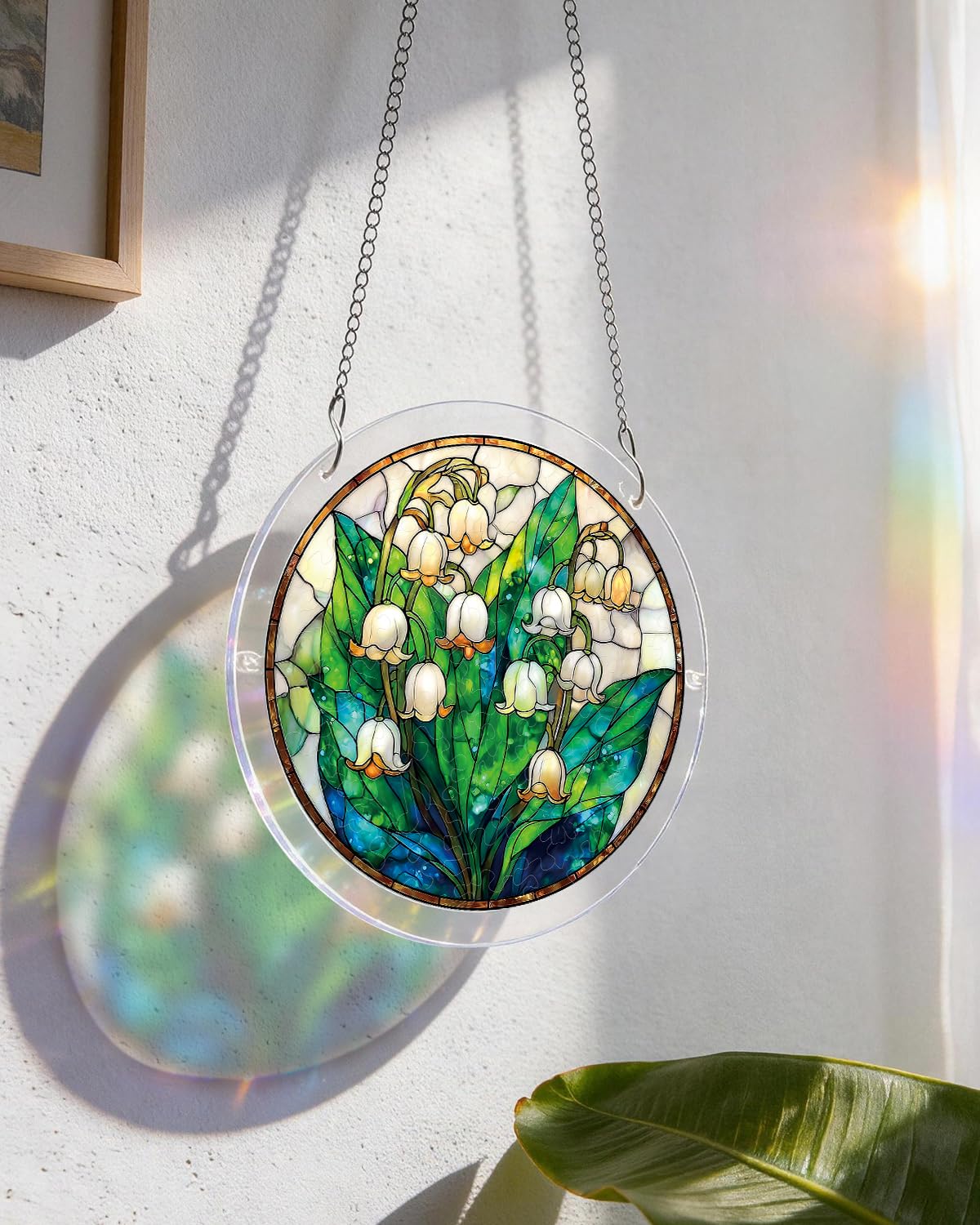 KaayeeWood 83 Pieces Acrylic Suncatcher Puzzle, Unique Secret Lily Valley Acrylic Sun Catcher Puzzle Kit for Doors Garden and Window Hanging, DIY Suncatcher Kits for Adults, 7.4 in