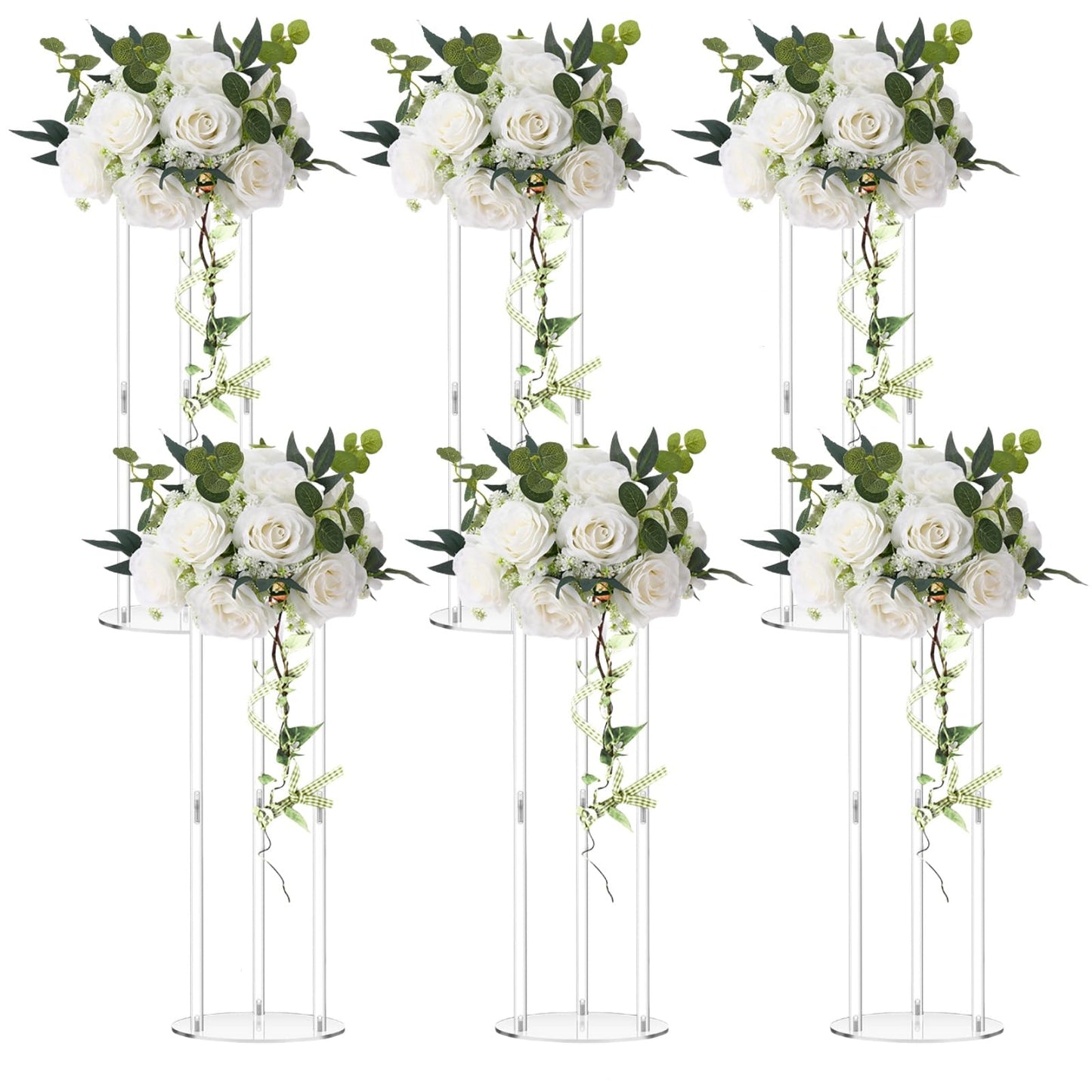 Teenyyou 6 Pcs 20 Inch Tall Acrylic Vase Wedding Centerpieces Clear Flower Stand Acrylic Centerpiece Stand Floral Vase Elegant Display Holder for Wedding Birthday Party Table Decorations
