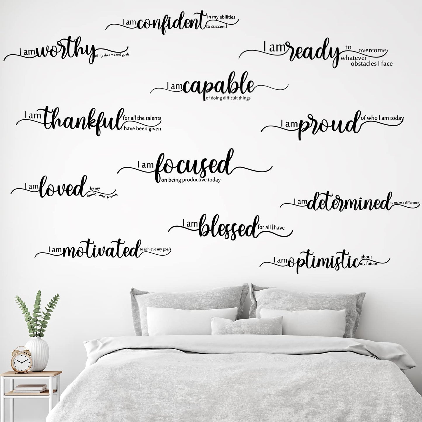 Epakh 2 Sheets Motivational Wall Stickers Decor Black Inspirational Wall Decal Art Inspirational Quote Stickers Vinyl Positive Wallpaper for Living Room Bedroom Office Nursery Restaurants Offices