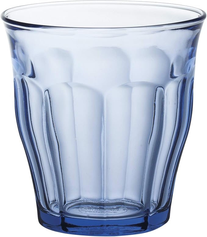 Duralex Made in France Picardie Marine Glass Tumbler Drinking Glasses, 7.75 ounce - Set of 6, Marine Blue
