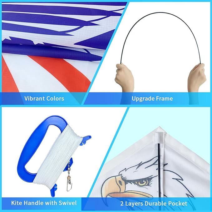 Xida Kites for Kids Ages 4-8, Large Kite for Adults, Easy to Fly Beach Kites with Handle and String,Perfect for Beginners,Beach,and Outdoor Flying Fun
