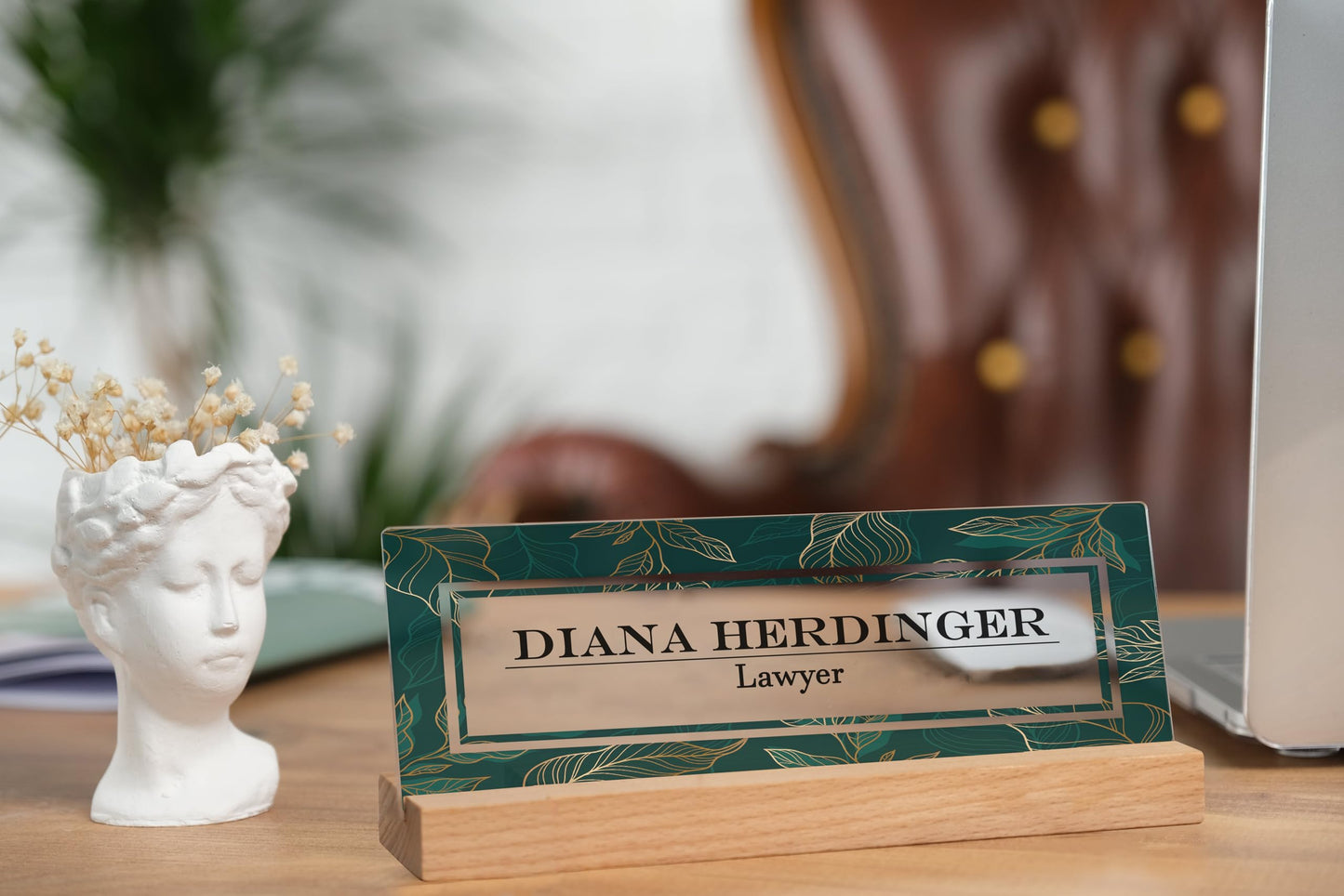 Personalized Desk Nameplate, Custom Acrylic Office Sign for Him Boss, Professional Name Plate for Coworkers, Custom Gift Idea for Office, New Job Gift, Coworker Gift, Phd Gift (Marble Design-3)