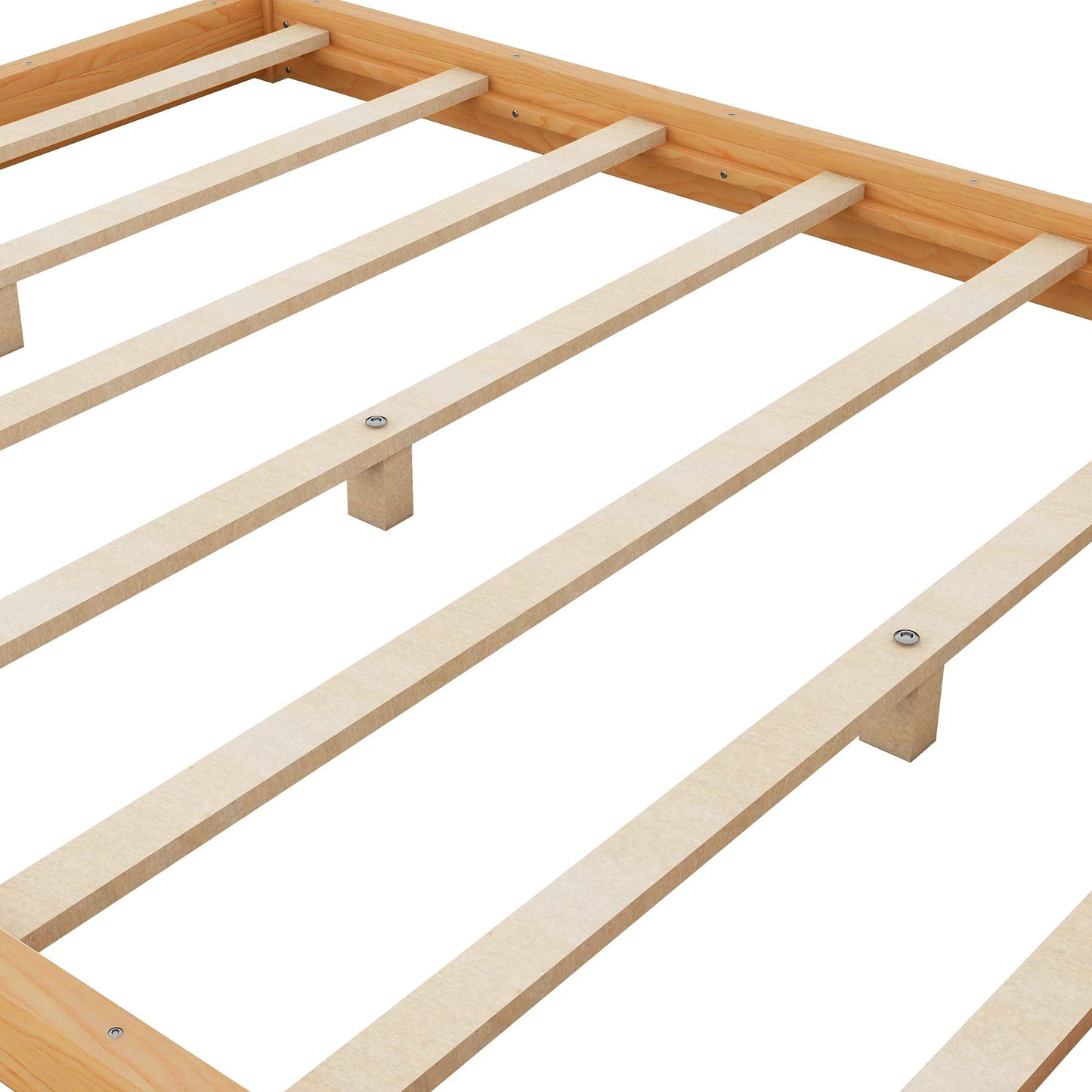 Queen Bed Frame with Canopy Legs, Wood Platform, Wooden Slats Support, No Box Spring Needed