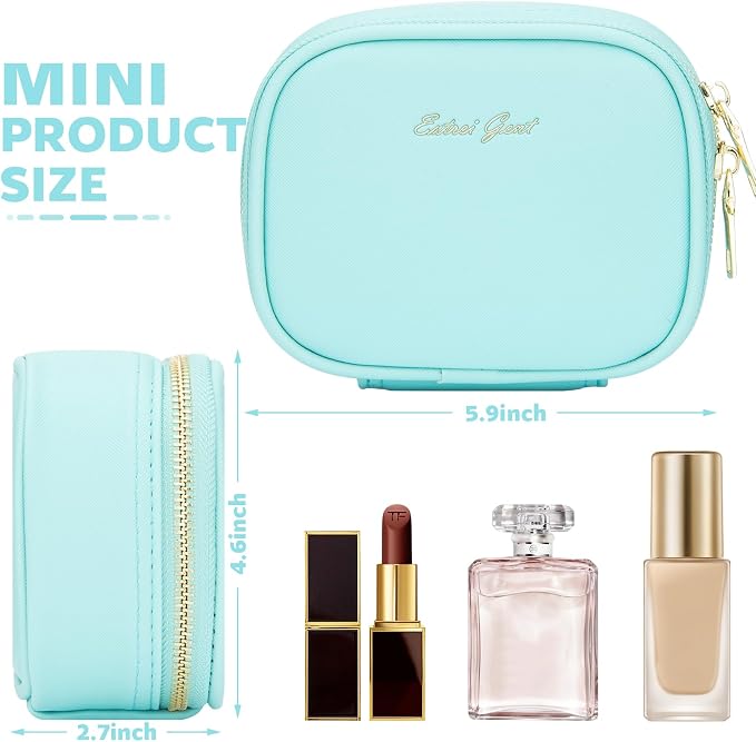 Mini Makeup Bag with Led Mirror, Small Travel Make up Bag 3 Light Modes Adjustable Brightness, for Women Organizer Cosmetic Bag, Portable Travel Train Toiletry Bag, for Pool Parties Work Touch-Ups