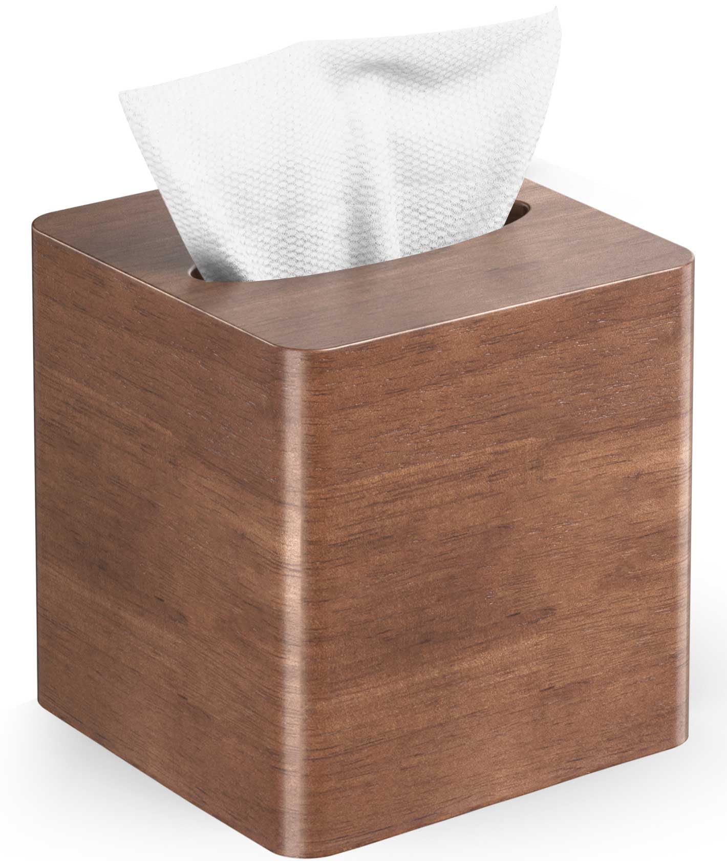 Livelab Tissue Box Cover Square - Oak Wood Tissue Box Holder for Living Room, Dinner Table, Bathroom, Office - Decorative Wooden Cube Facial Tissue Cover for Modern Farmhouse Home Decor | Brown