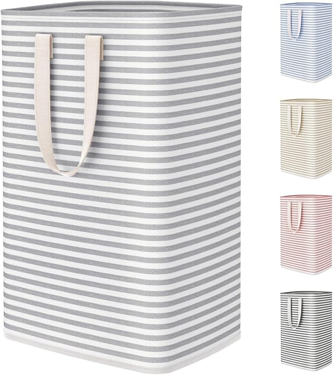 Lifewit 75L Large Collapsible Laundry Hamper, Tall Foldable Dirty Clothes Baskets Waterproof, Freestanding Design with Easy Carry Handles in Dorm Bedroom Bathroom College, Grey