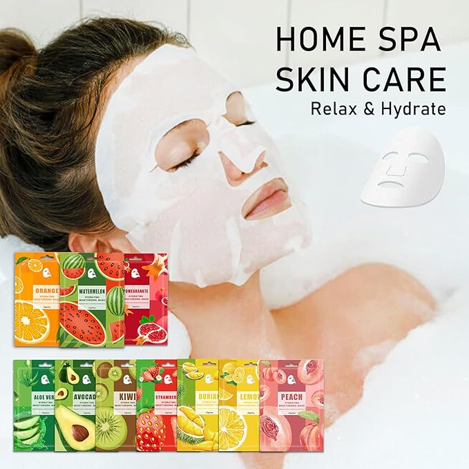 Face Masks Skincare,Hydrating Sheet Masks,Collagen Night Wrapping Mask,Facial Mask for Men&Women,with Collagen Essence and Fruit Extracts,Nourishing and Moisturizing for All Skin Types 10 Pack B2