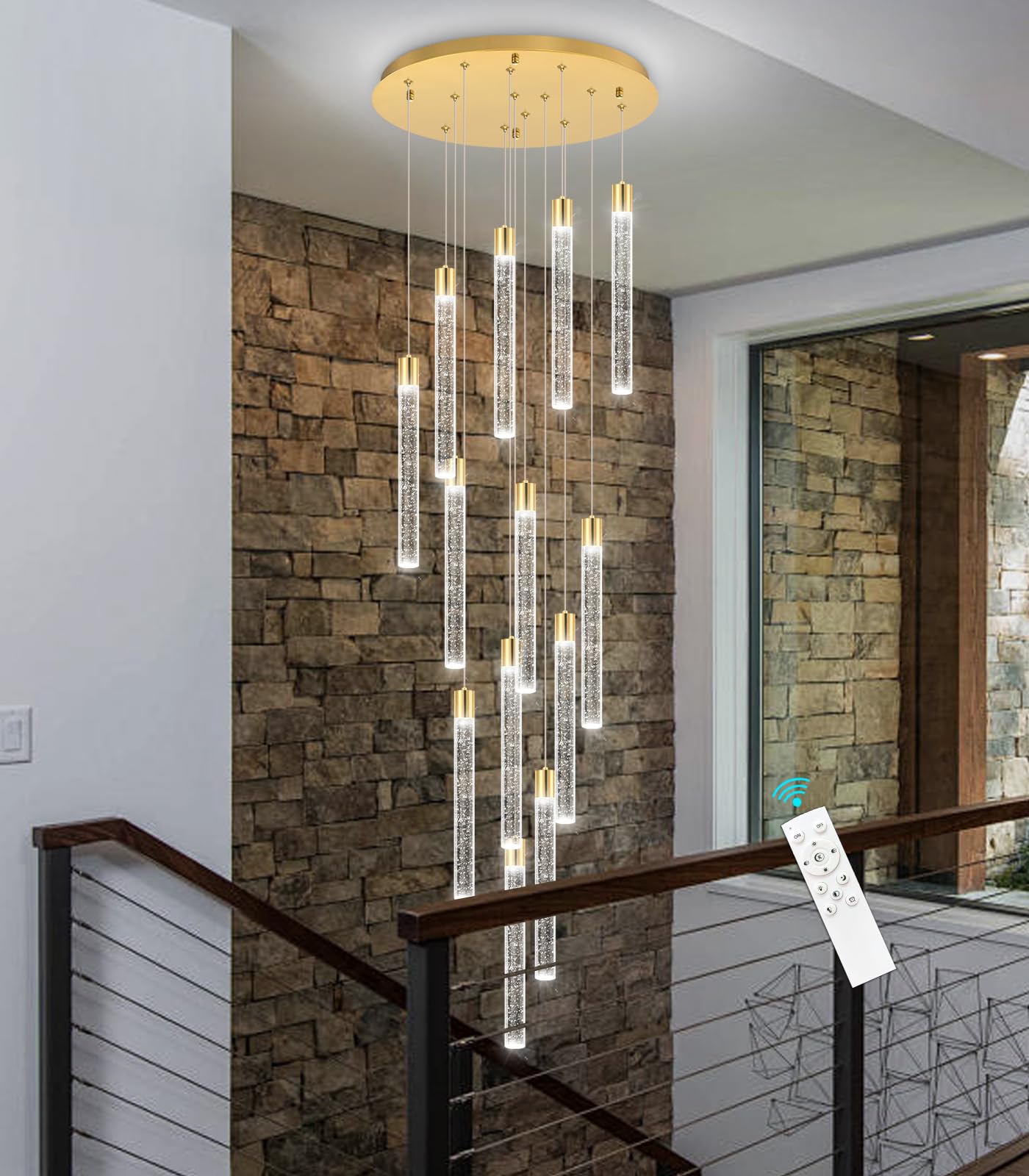 dolria 13-Light Long Large Modern Led Crystal Chandeliers Modern Spiral Chandeliers High Ceilings Chandelier for Staircase Foyer Gold
