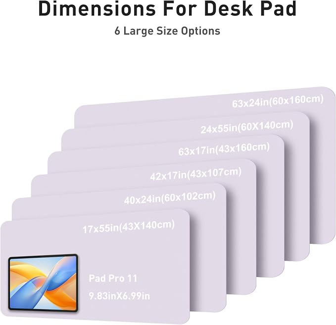 Aothia Faux Leather Desk Mat - Large Mouse Pad, Non-Slip PU Leather Blotter, Waterproof Writing Surface for Office and Home (Soft Lavender, 40" x 24")