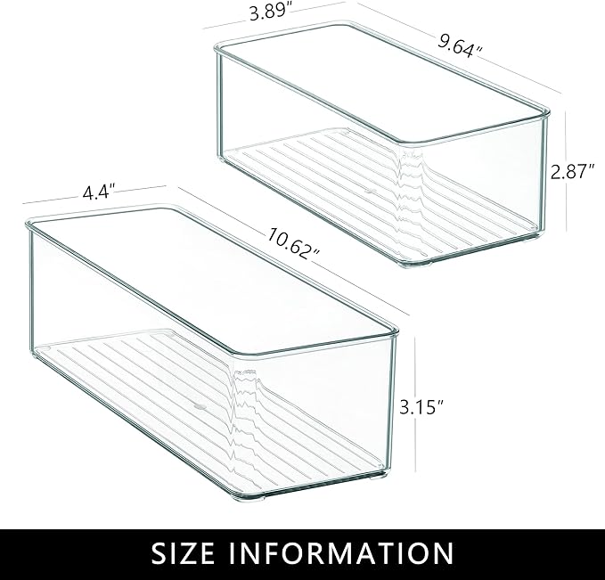 Qilinba 8 PACK Drawer Organizers Deep Drawer Organizer Bins Silverware Organizer Clear Stackable Storage Bins for Bathroom, Pantry, Office, Vanity, Desk Organization and Storage