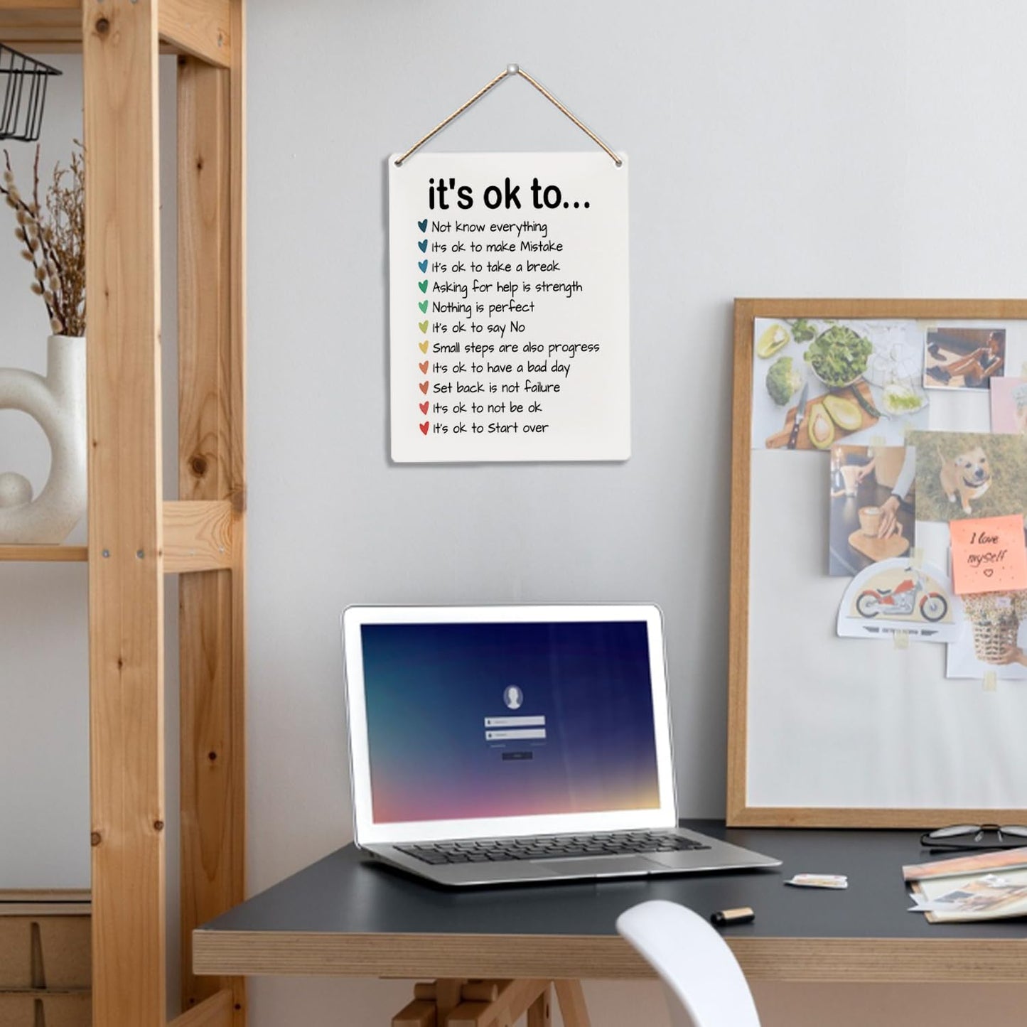 UYIKG Therapist Therapy Office Wall Decor Sign,Nursery Classroom Mental Health Decor,Inspirational Motivational Therapy Wall Decoration Sign for Kids Room Bderoom,It's Okay to Art Decoration,8x10 Inch