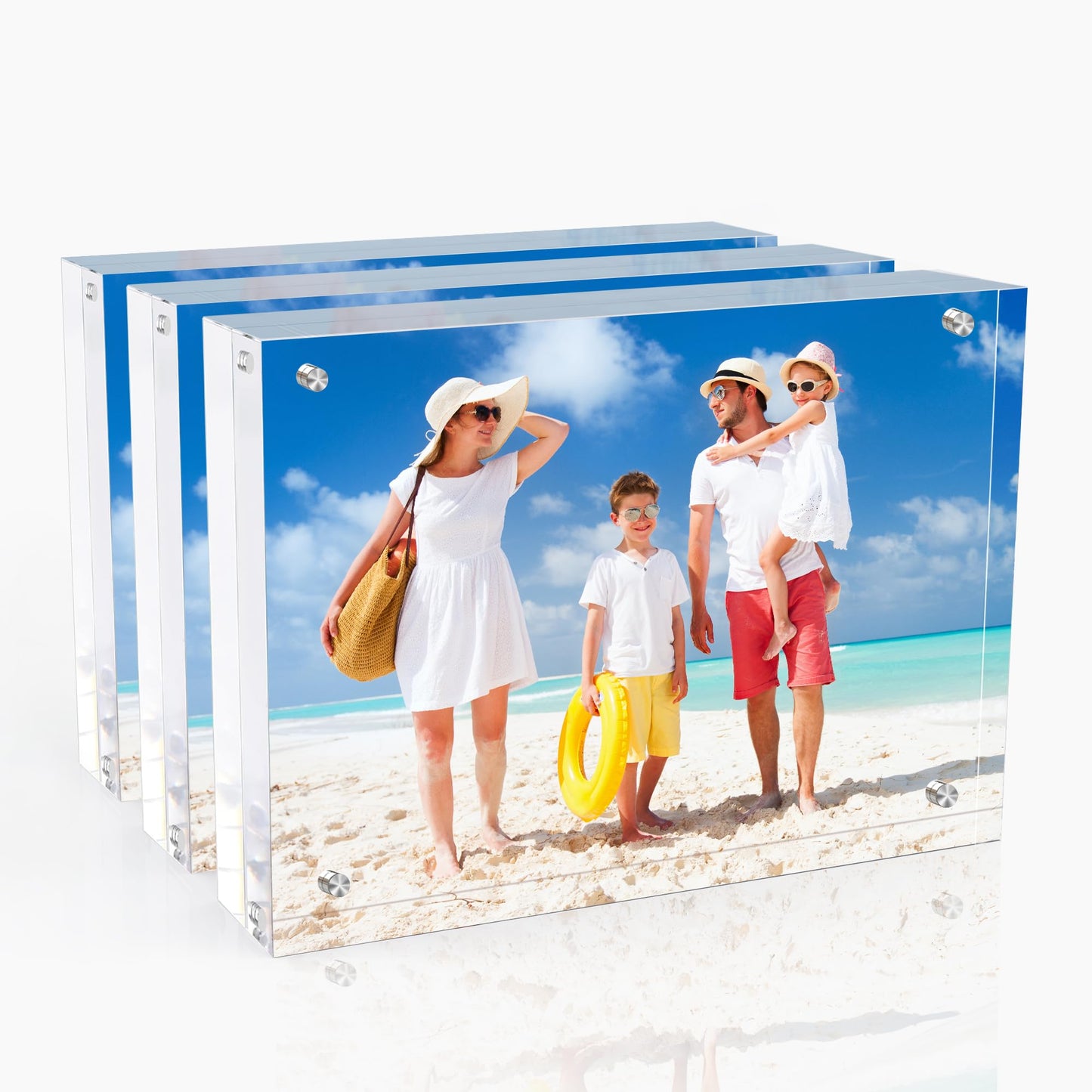 laapee 4x6 Inches Acrylic Picture Frames 3 Pack, Double Sided Magnetic Photo Frames,Free Standing on Desk or Table Clear Picture Frames
