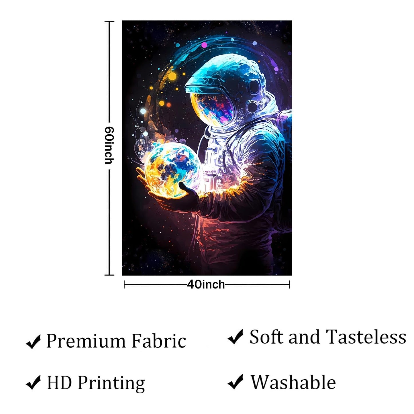 Atrippy Astronaut Space Tapestry for Bedroom, Cool Galaxy Planet Wall Hanging, Fantasy Outer Spaceman Room Decor Art Poster Aesthetic for Boys Men Guys College Dorm Living Room 40in×60in
