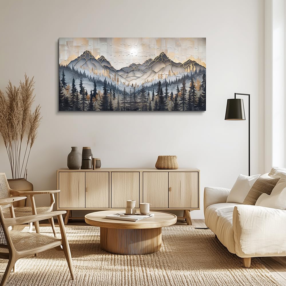 PHAOHUAXM Large Wall Art For Bedroom Wall Decor For Living Room Modern Office Dining Room Decor Abstract Ink-Wash Landscape Mountain Wall Pictures Printed Canvas Mountain Artwork Home Decor 20"X40"