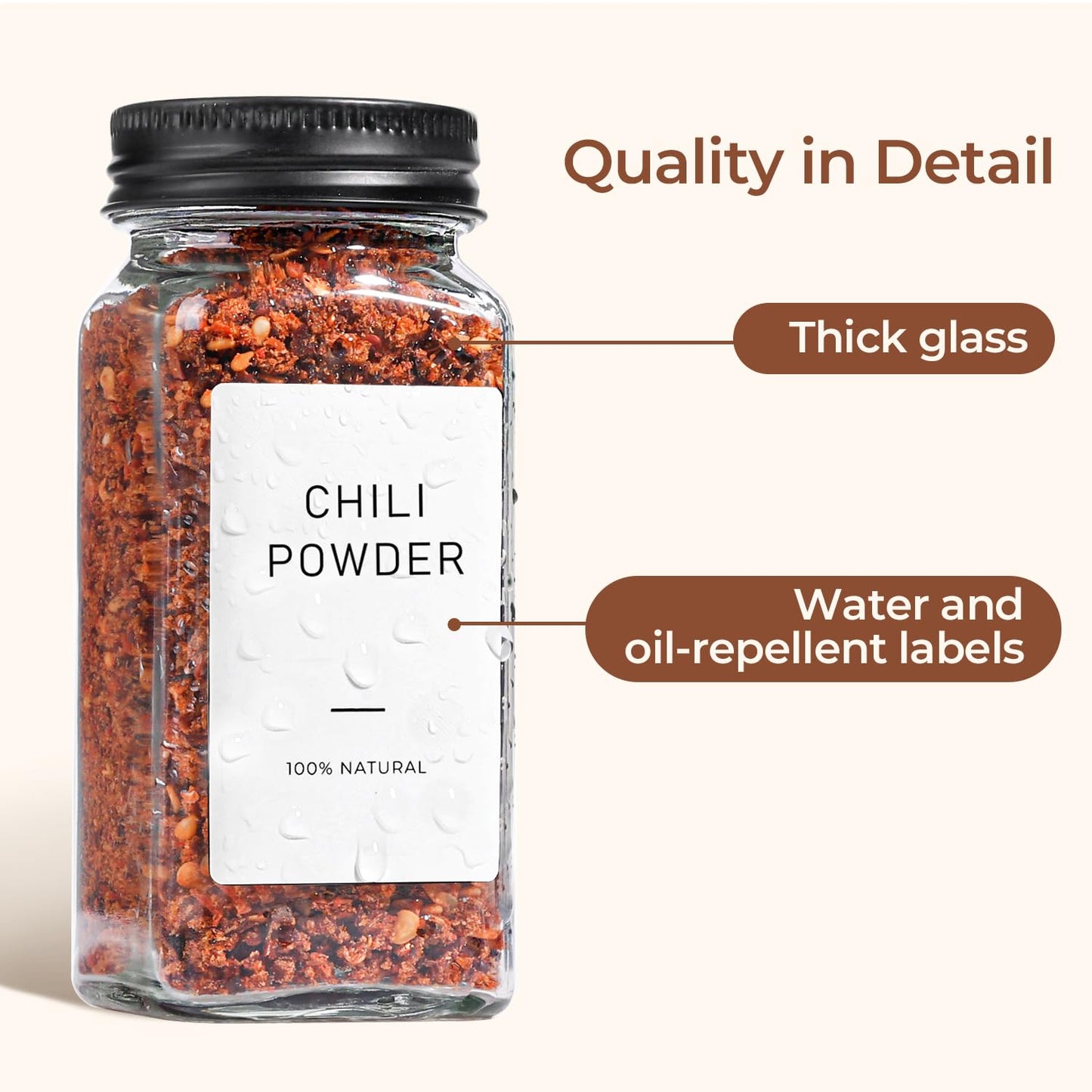 ComSaf Glass Spice Jars with Label, 24Pcs 4oz, 93 Labels, a Metal Funnel, Extra Shaker Lids, Empty Spice Containers and Square Spice Bottles for Kitchen and Seasoning