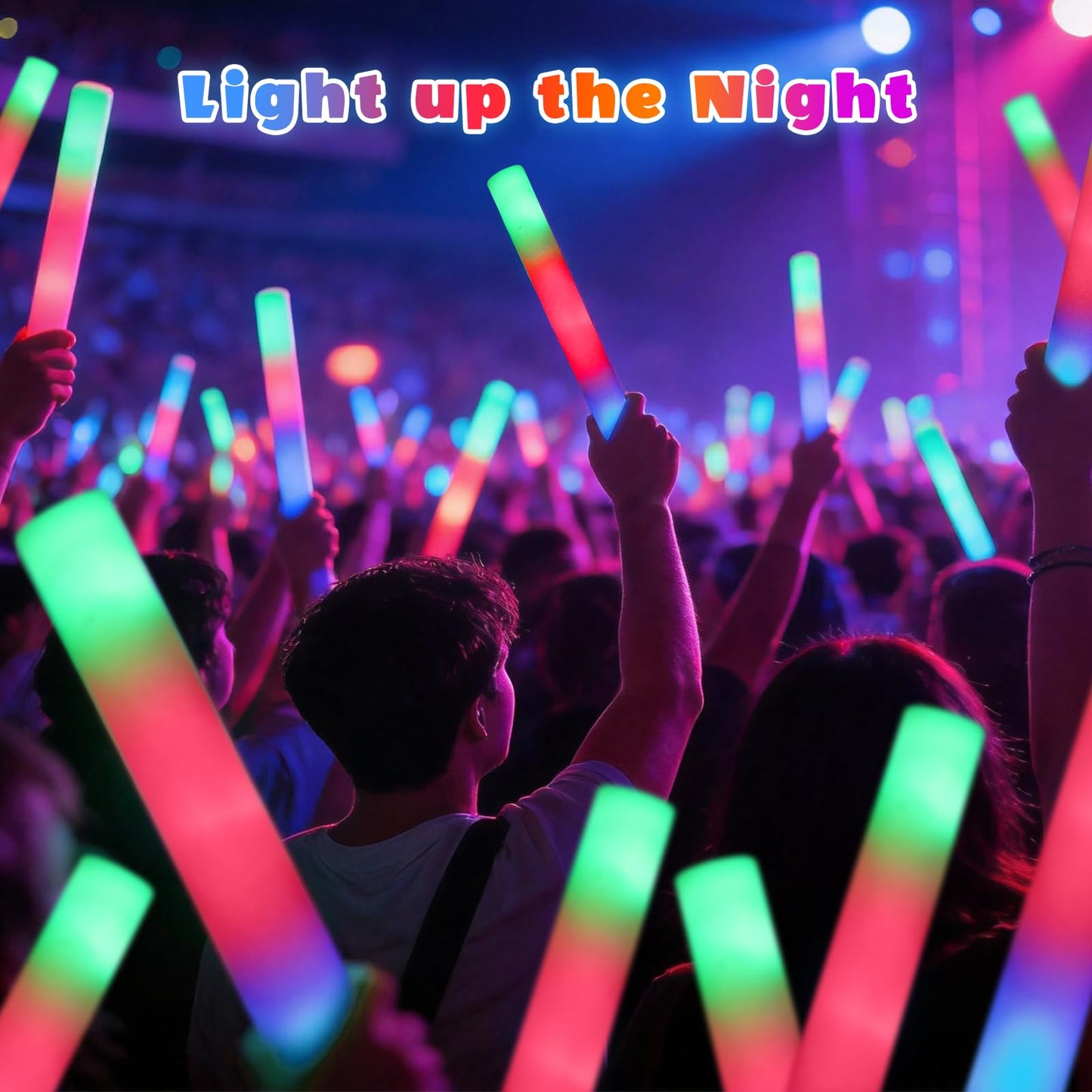 SHQDD 56PCS Foam Glow Sticks Bulk, Light up Foam Sticks with 3 Modes of Color Flashing, Glow Sticks Party Pack, Light up in the Dark Party Supplies for Wedding, Concert, New Year, Halloween