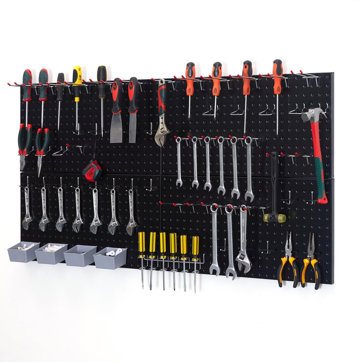 Pegboard Smith 48x24 inch Black Metal Pegboard Kit for Wall Organization with Hooks, Garage Storage Bins, and Utility Tool Board, Efficient Tool Organizer Peg Board