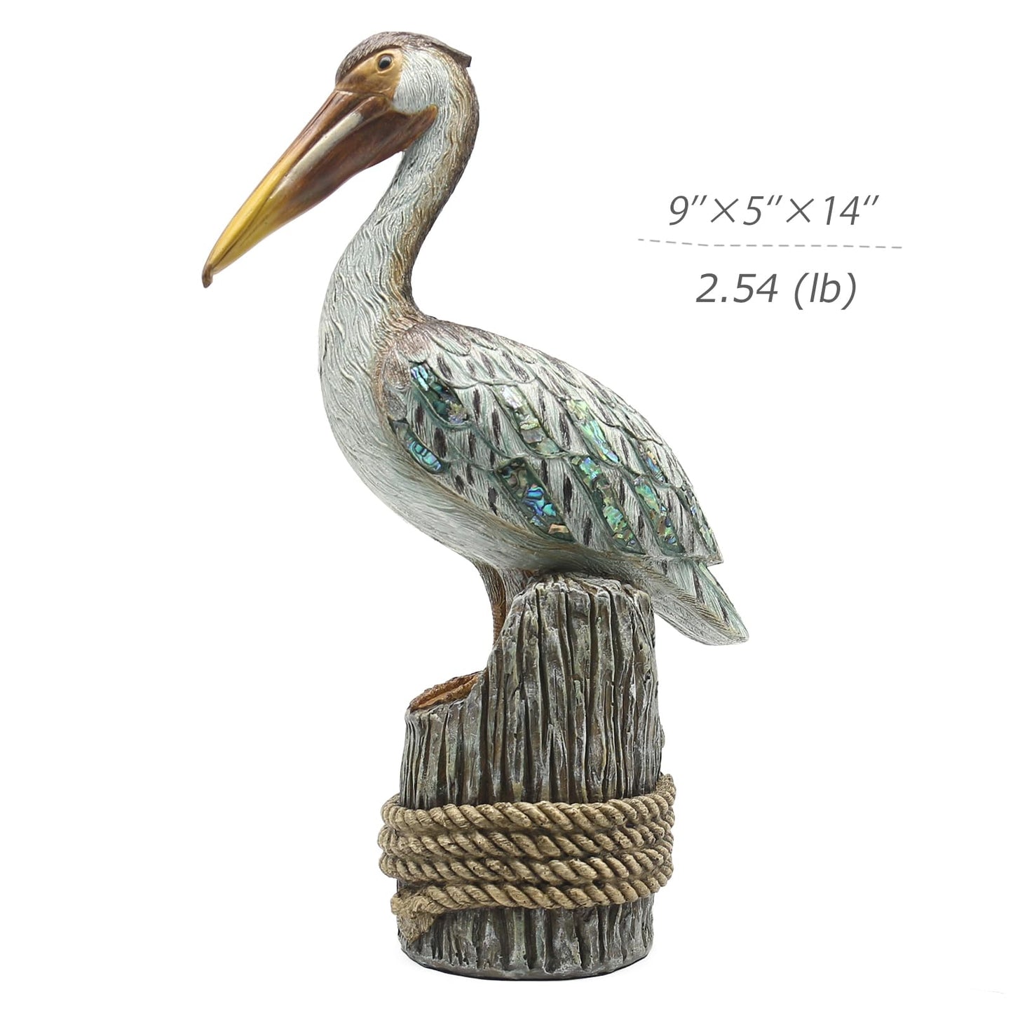 Lukitas Standing Pelican Statue and Sculpture Decor, Nautical Coastal Beach Bird Figurine, Creative Decorative Ornament for Home Garden Yard Lawn Outdoor, Resin 14''