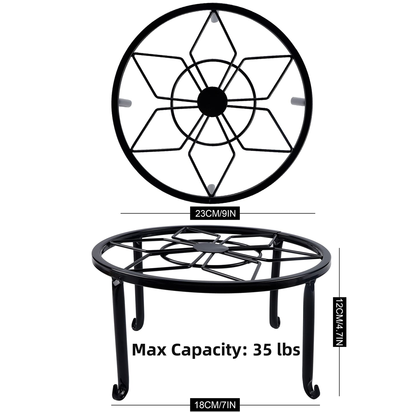 yosager 3 Pack Metal Plant Stands for Flower Pot, Heavy Duty Black Iron Potted Stand Holder, Indoor Outdoor Rustproof Metal Planter Container Round Supports Display Rack for Home & Garden Decor
