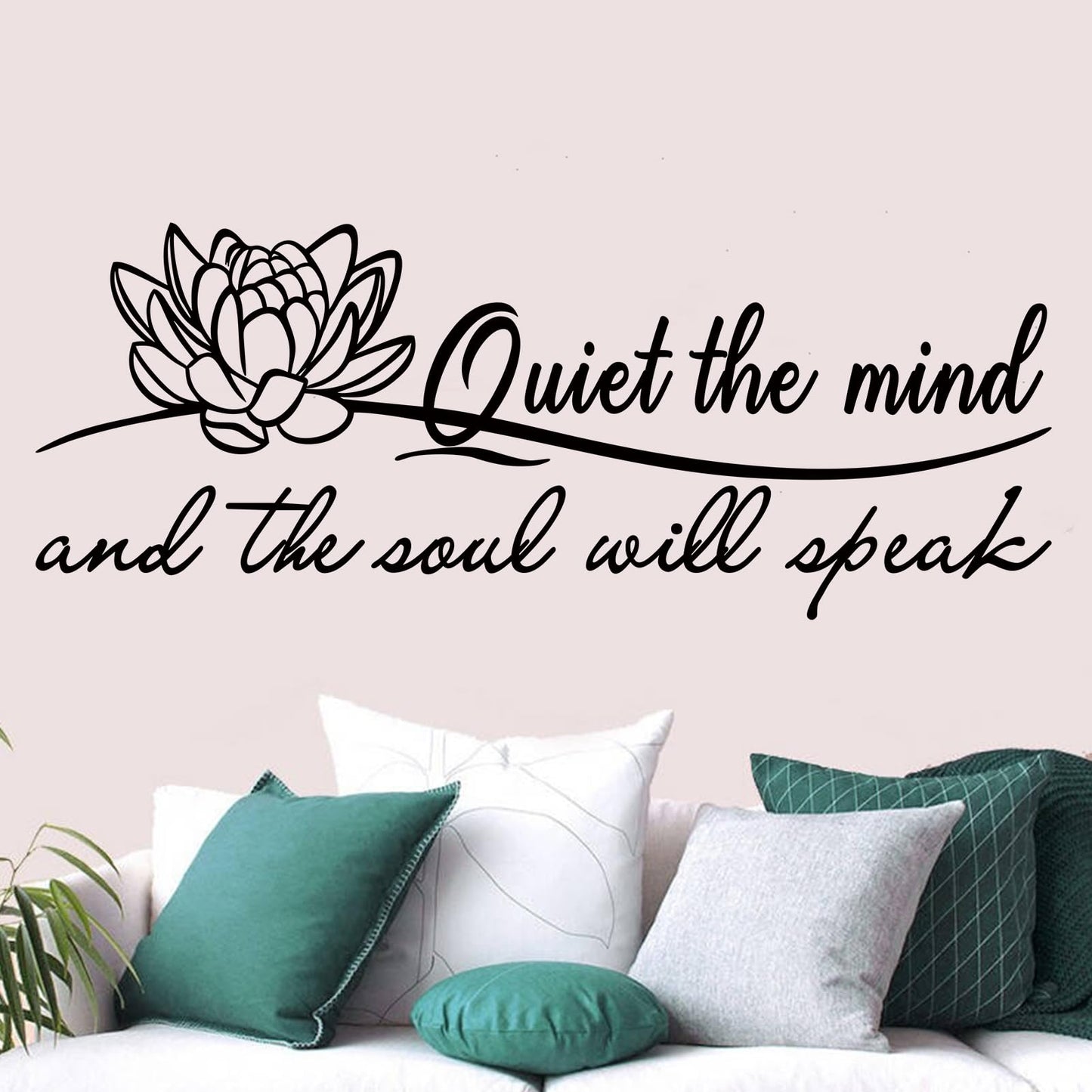 SEATUNE Yoga Pilates Wall Stickers - Inspirational Quotes Motivational Wall Decals - Bathroom Bedroom Living Room Home Vinyl Art Wall Decor - Quiet The Mind and The Soul Will Speak 23"X9"