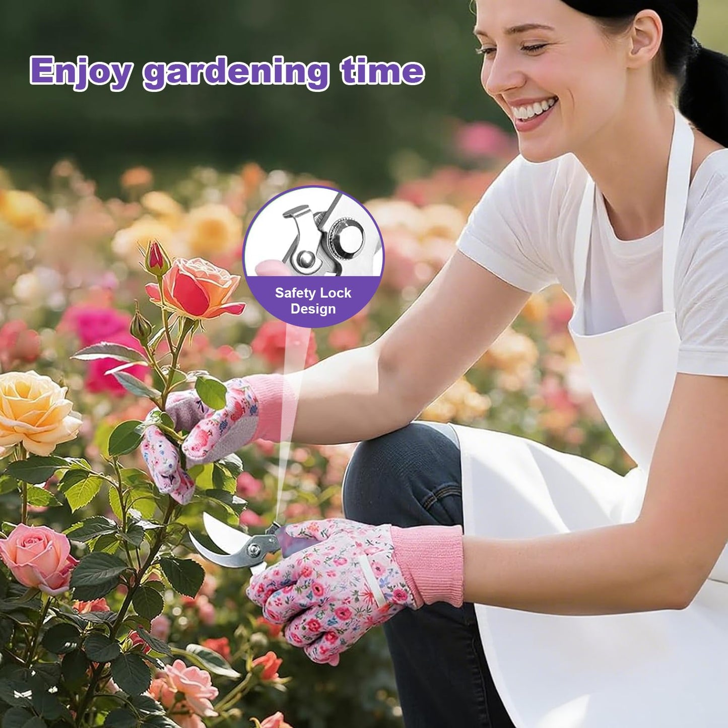 Gardening Gifts for Mom Kit with Purple Flower Print,Garden Hand Tool Set for Women Mothers Day Birthday Gift