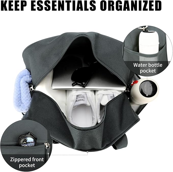 SeaRock 14 inch Small Gym Bag, Mini Duffel Bag for Women & Men, Carry On Lightweight for Travel Sport - Dark Grey