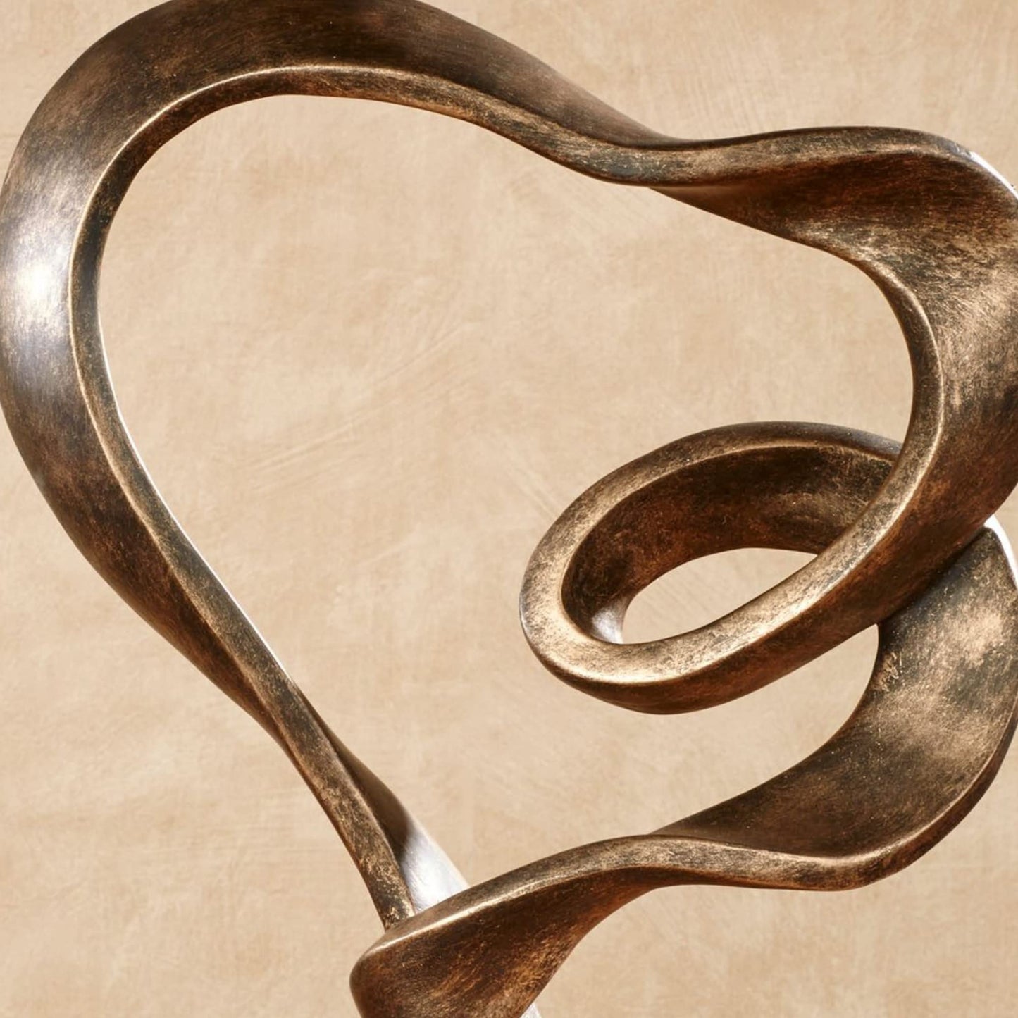 Touch of Class Lifes Journey Table Sculpture - Antique Gold - Love Statue Decor - Modern Decorative Sculptures for Desk, Bedside - Resin Abstract Heart Design - Ribbon-Like Representation