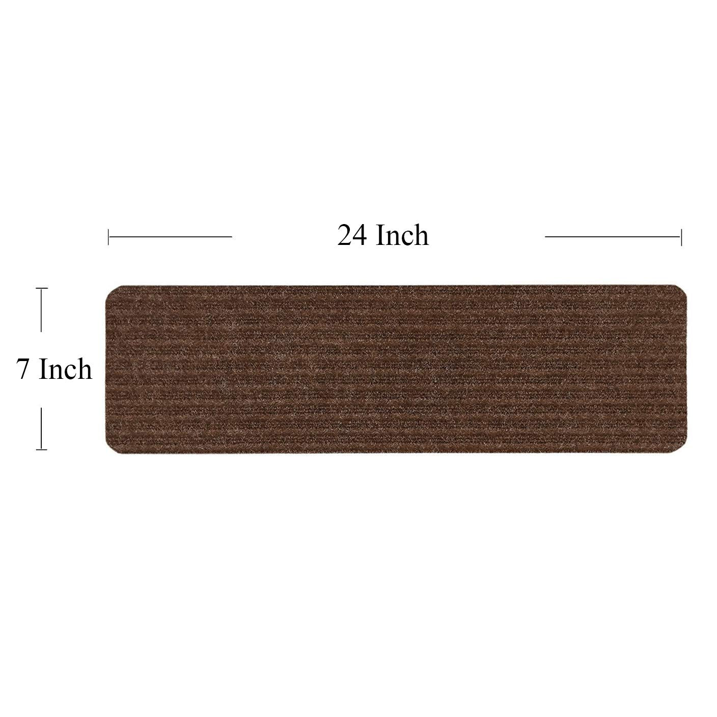 Stair Treads Collection Indoor Skid Slip Resistant Carpet Stair Tread Treads (7 inch x 24 inch) (Brown, Set of 13)