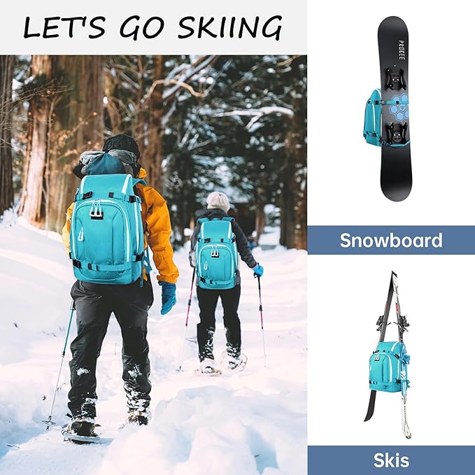 Ski Boot Bag, 50L Ski Boot Travel Backpack for Skis, Snowboard & Accessories, Waterproof Padded Ski Boot Bag Backpack