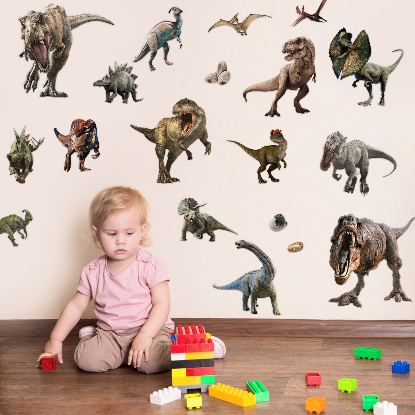 22 Dinosaur Wall Decals - Peel & Stick Removable Dinosaur Wall Stickers for Boys, Kids, Adults & Home Decoration