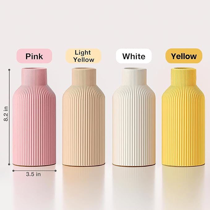 Mfacoy Ceramic Flower Vase, Minimalist Decor, Modern Home Decorative Vase, Small Pampas Grass Vases for Kitchen Bedroom Office Living Room Bathroom Shelf Centerpiece Table Decorations (Yellow)