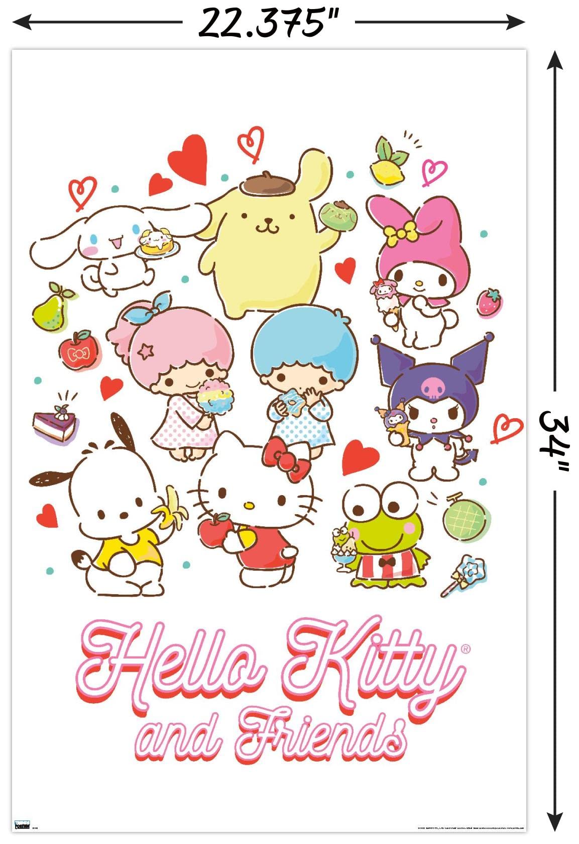 Hello Kitty and Friends: 23 Favorite Flavors - Kawaii Wall Poster, 34L" x 22.4W", Unframed Version