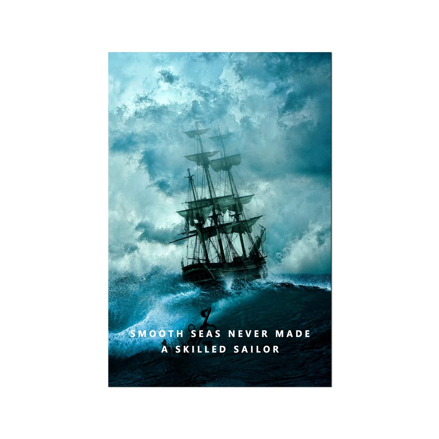 Inspirational Canvas Wall Art Smooth Seas Never Made A Skilled Sailor Motivational Poster Entrepreneur Quote Picture Home Office Decor Painting Framed and Stretched Ready to Hang [12''W x 18''H]