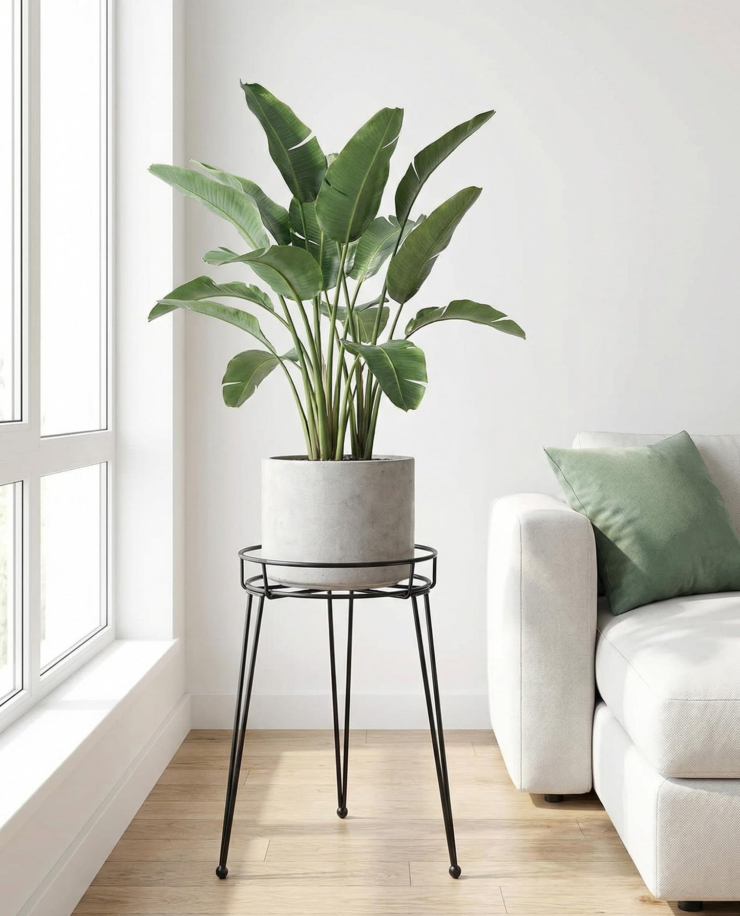 iLTreFlo Midcentury Modern Metal Potted Plant Stand 18.7 inches Tall Flower Pot Holder Large Rustproof Iron Garden Container Heavy Duty Rack for Planter,Black (18.7 inches Tall Black)