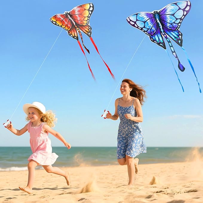 Easy to Fly Kites for Kids Ages 4-8 8-12 & Adults, Beach Flying Toys Butterfly Kite with Handle and Kites String, Great for Outdoor Activities & Family Trip Easter Gifts