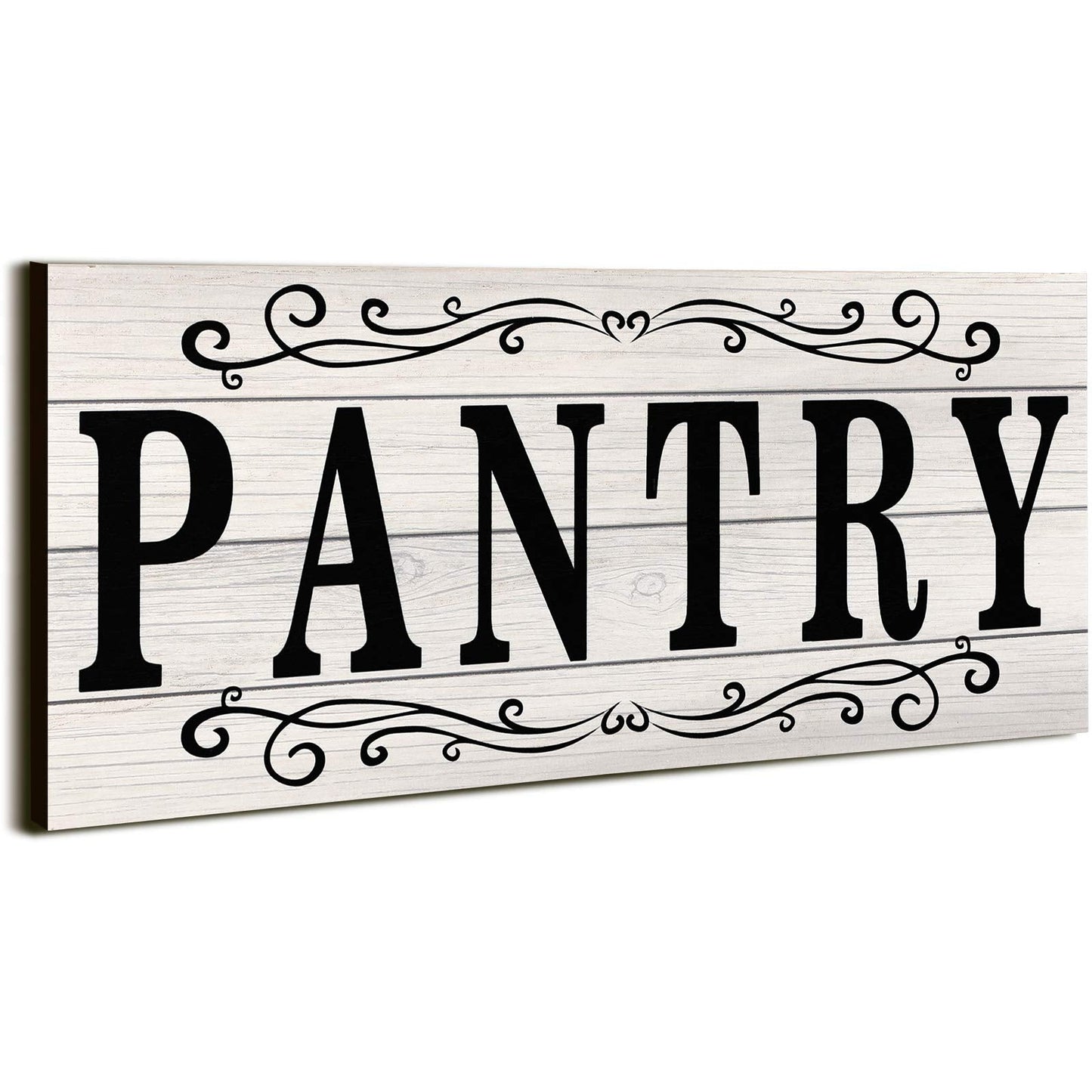 Jetec Pantry Sign Wall Decor Farmhouse Pantry Signs Wood Rustic Retro Hanging Wooden Art Plaque Decorative for Kitchen Restaurant Door Room Home Decoration, 16 x 6 Inch(White)